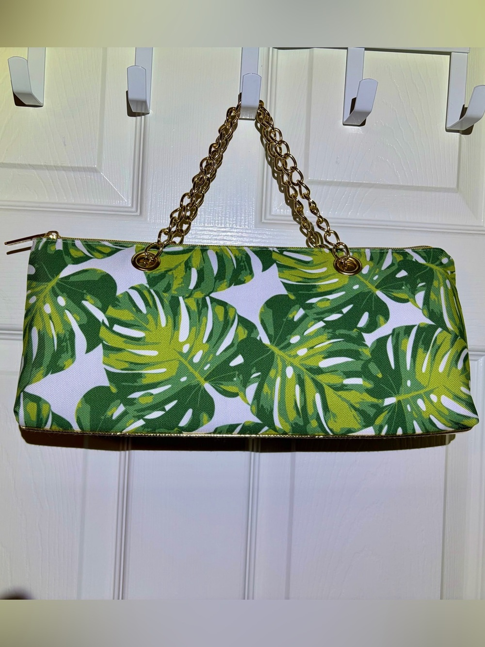 NWOT IceWare Tropical Palm Print Chain Bag - Use As Purse or Insulated Wine Tote